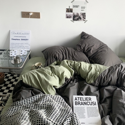 91家纺网 家纺一手货源 找家纺 2022新春ins风双拼四件套