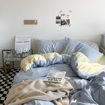 91家纺网 家纺一手货源 找家纺 2022新春ins风双拼四件套