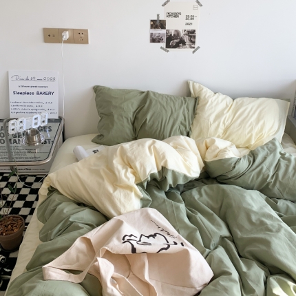 91家纺网 家纺一手货源 找家纺 2022新春ins风双拼四件套