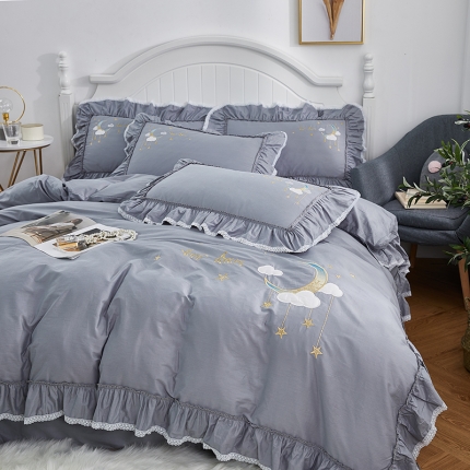 91家纺网 家纺一手货源 找家纺 （总）亲亲公主 新款全棉韩版公主风刺绣四件套