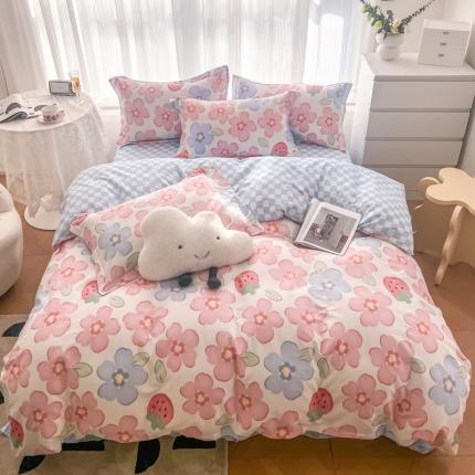 91家纺网 家纺一手货源 找家纺 （总）盛馨家纺 2023新款简约全棉印花四件套