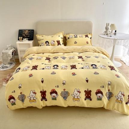 91家纺网 家纺一手货源 找家纺 慕尚 2022新款田园花卉类牛奶绒单被套 淘气伙伴