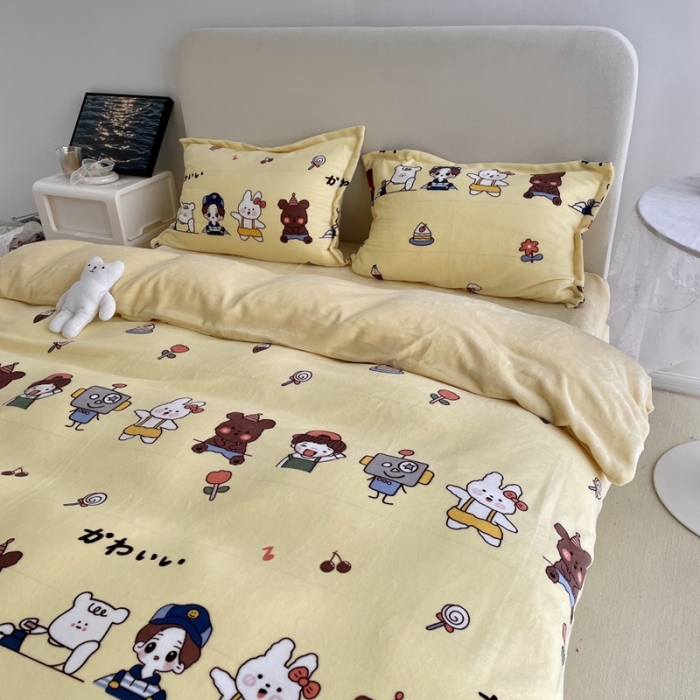 91家纺网 家纺一手货源 找家纺 慕尚 2022新款田园花卉类牛奶绒单被套 淘气伙伴