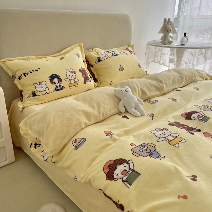 91家纺网 家纺一手货源 找家纺 慕尚 2022新款田园花卉类牛奶绒单被套 淘气伙伴