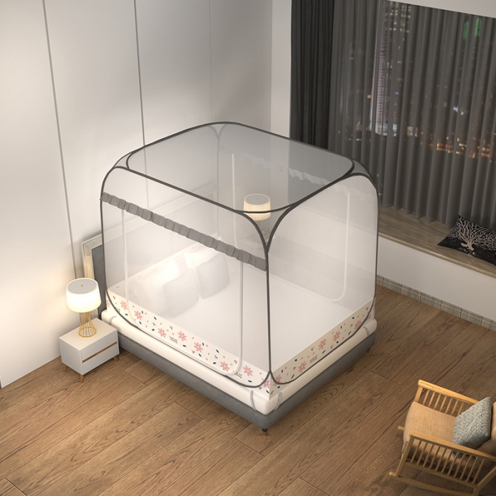 91家纺网 家纺一手货源 找家纺 青竹苑 2022新款大顶双门魔术蚊帐 初恋粉