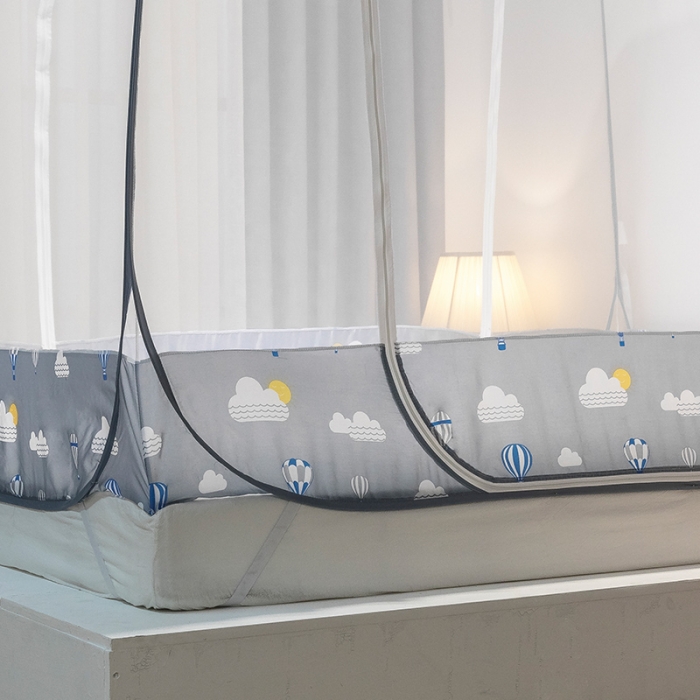 91家纺网 家纺一手货源 找家纺 青竹苑 2022新款大顶双门魔术蚊帐 气球灰