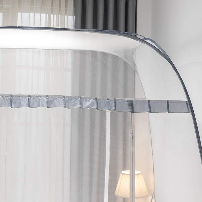 91家纺网 家纺一手货源 找家纺 青竹苑 2022新款大顶双门魔术蚊帐 气球灰