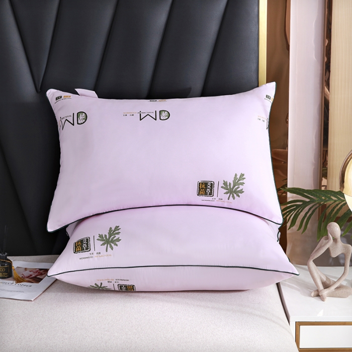 91家纺网 家纺一手货源 找家纺 新丽佳家纺 2022新款艾草抗菌直播枕芯枕头 艾草抗菌粉色