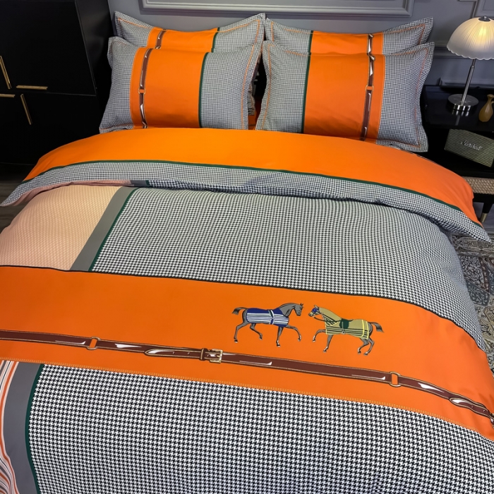 91家纺网 家纺一手货源 找家纺 （总）金爱家 2021新款全棉13372四件套条格简约系列