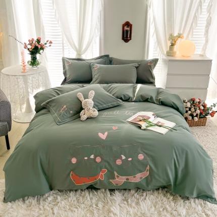 91家纺网 家纺一手货源 找家纺 （总）雲归梦 2022新款小清新全棉绣花四件套