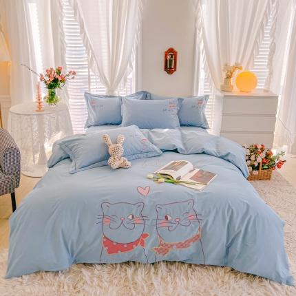 91家纺网 家纺一手货源 找家纺 （总）雲归梦 2022新款小清新全棉绣花四件套