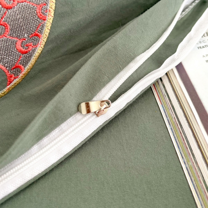 91家纺网 家纺一手货源 找家纺 雲归梦 2022新款小清新全棉绣花四件套 可爱喵-绿色