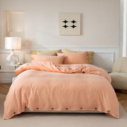 91家纺网 家纺一手货源 找家纺 寐眠 2022新款A类人字纹水洗棉提花四件套 人字纹-玉粉