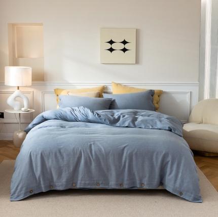 寐眠 2022新款A类人字纹水洗棉提花四件套 人字纹-藏蓝