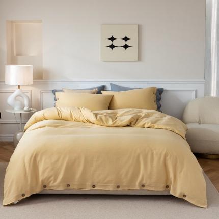 寐眠 2022新款A类人字纹水洗棉提花四件套 人字纹-米黄