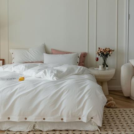 91家纺网 家纺一手货源 找家纺 （总）寐眠 22年A类水洗棉全棉纽扣款四件套