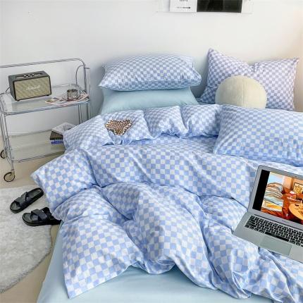 91家纺网 家纺一手货源 找家纺 （总）798 新款全棉13070水洗棉AA版棋盘格四件套