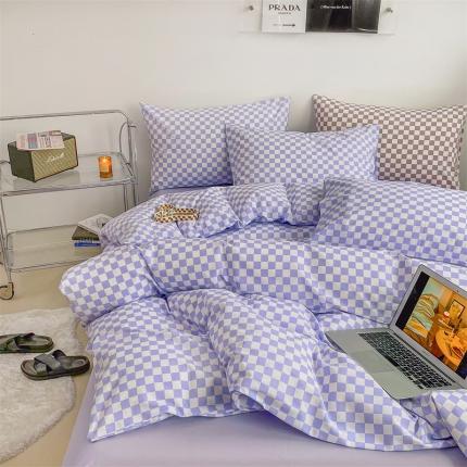 91家纺网 家纺一手货源 找家纺 （总）798 新款全棉13070水洗棉AA版棋盘格四件套