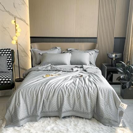 91家纺网 家纺一手货源 找家纺 总100支天丝棉贡缎提花夏被（可配同款床单枕套为夏被四件套）