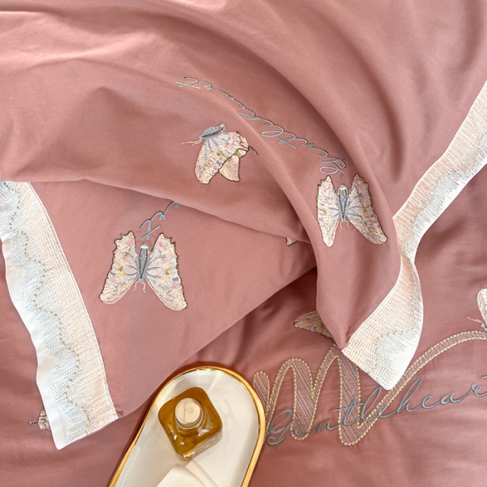 91家纺网 家纺一手货源 找家纺 安妮家居 2022新款全棉刺绣四件套-碟之恋 紫粉