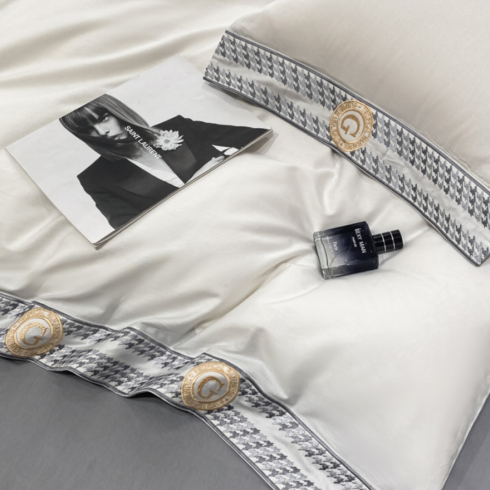 91家纺网 家纺一手货源 找家纺 安妮家居 2022新款全棉刺绣四件套-妮可 奶白