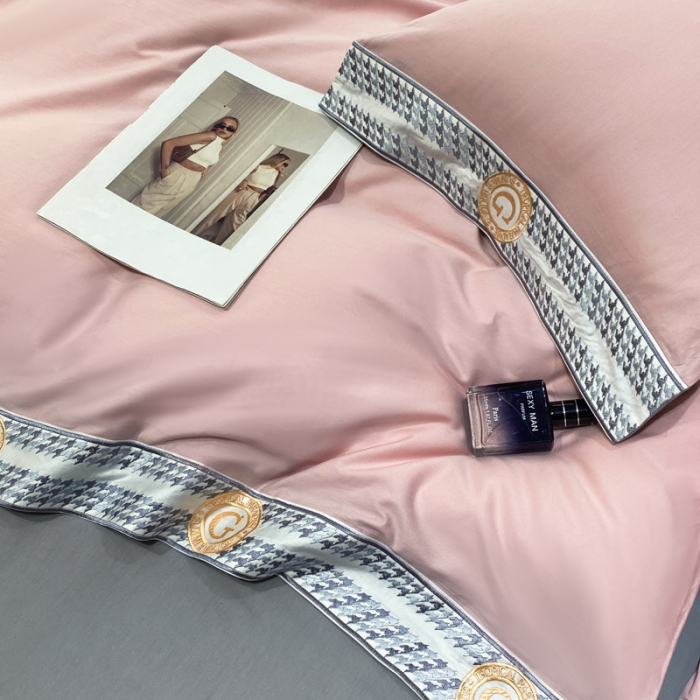 91家纺网 家纺一手货源 找家纺 安妮家居 2022新款全棉刺绣四件套-妮可 玉粉