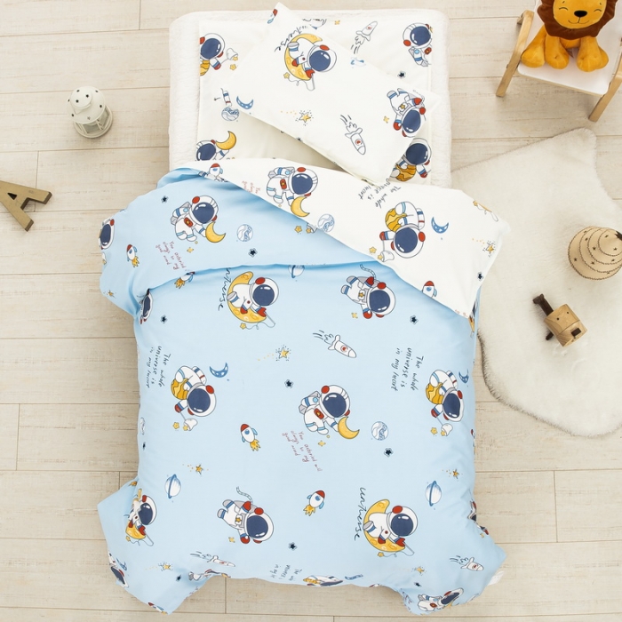 91家纺网 家纺一手货源 找家纺 乐秀 新款40S全棉13372幼儿园三件套六件套 太空漫步