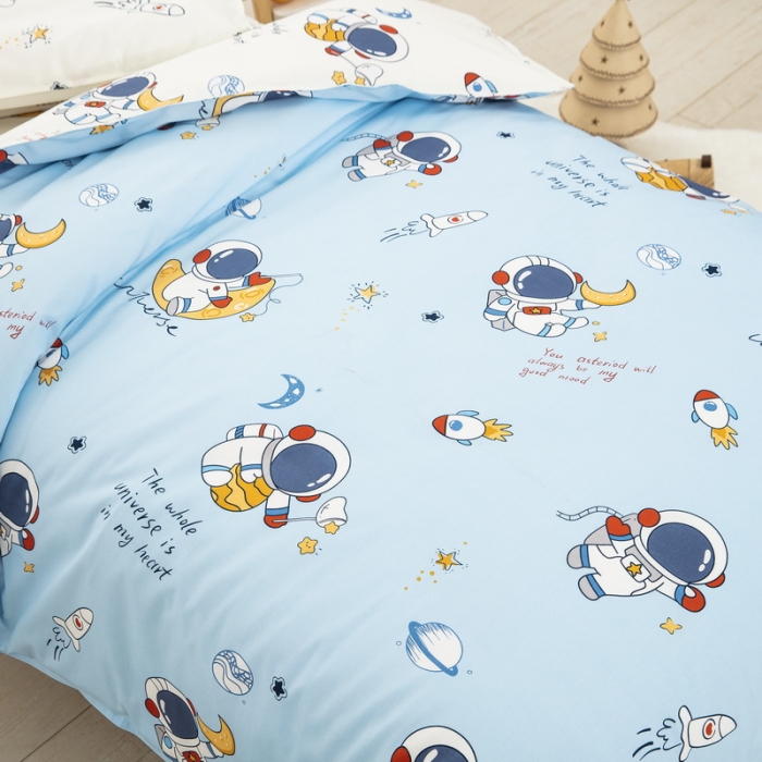 91家纺网 家纺一手货源 找家纺 乐秀 新款40S全棉13372幼儿园三件套六件套 太空漫步