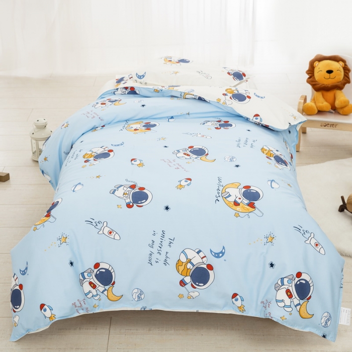 91家纺网 家纺一手货源 找家纺 乐秀 新款40S全棉13372幼儿园三件套六件套 太空漫步