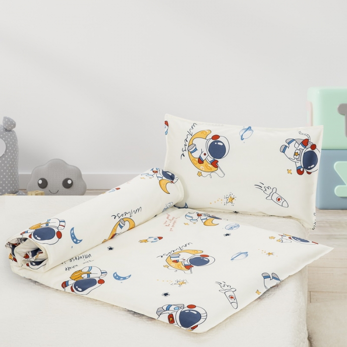 91家纺网 家纺一手货源 找家纺 乐秀 新款40S全棉13372幼儿园三件套六件套 太空漫步