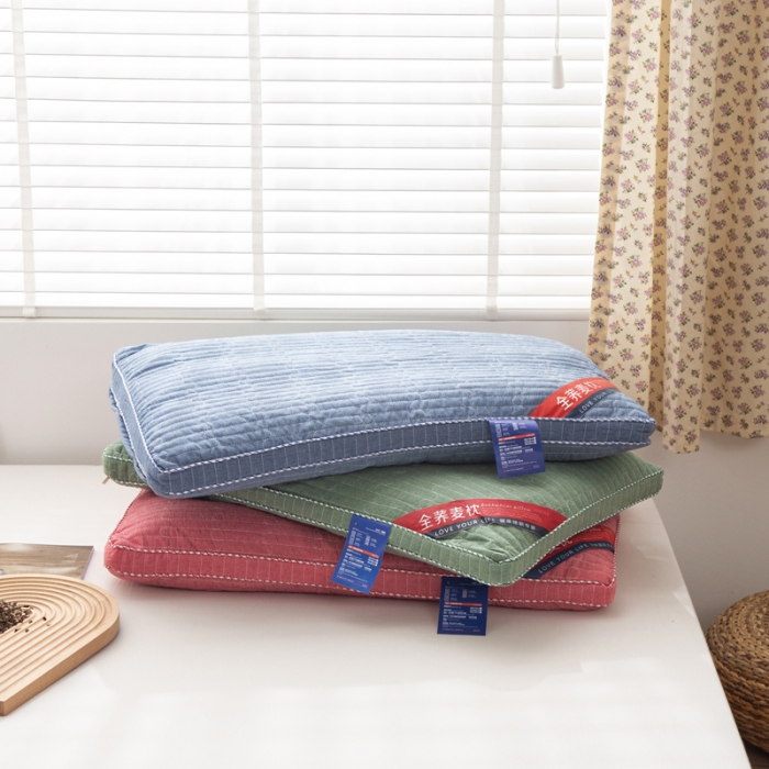 91家纺网 家纺一手货源 找家纺 （总）明星枕业 2022新款全棉水洗棉荞麦枕立体边枕头