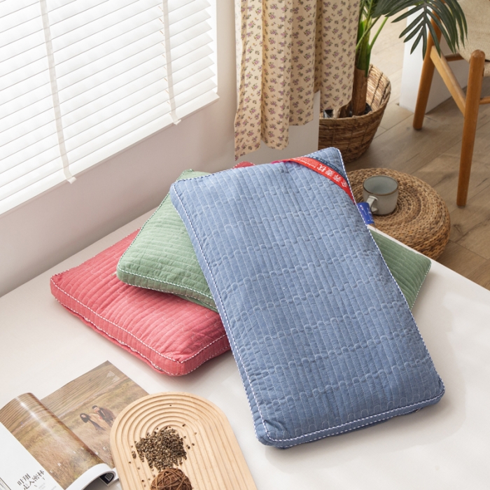 91家纺网 家纺一手货源 找家纺 （总）明星枕业 2022新款全棉水洗棉荞麦枕立体边枕头