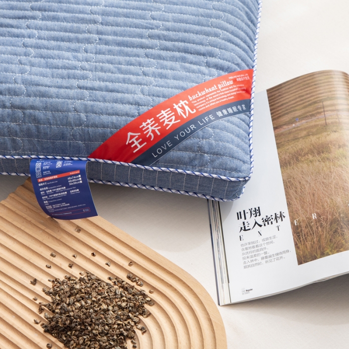 91家纺网 家纺一手货源 找家纺 （总）明星枕业 2022新款全棉水洗棉荞麦枕立体边枕头