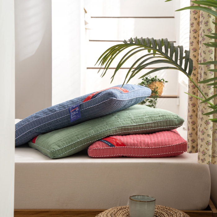 91家纺网 家纺一手货源 找家纺 （总）明星枕业 2022新款全棉水洗棉荞麦枕立体边枕头