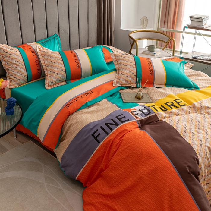 91家纺网 家纺一手货源 找家纺 金爱家 2023新款全棉13372简约条格四件套 格拉