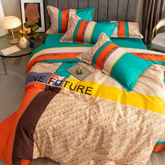 91家纺网 家纺一手货源 找家纺 金爱家 2023新款全棉13372简约条格四件套 格拉