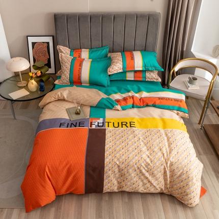 金爱家 2023新款全棉13372简约条格四件套 格拉