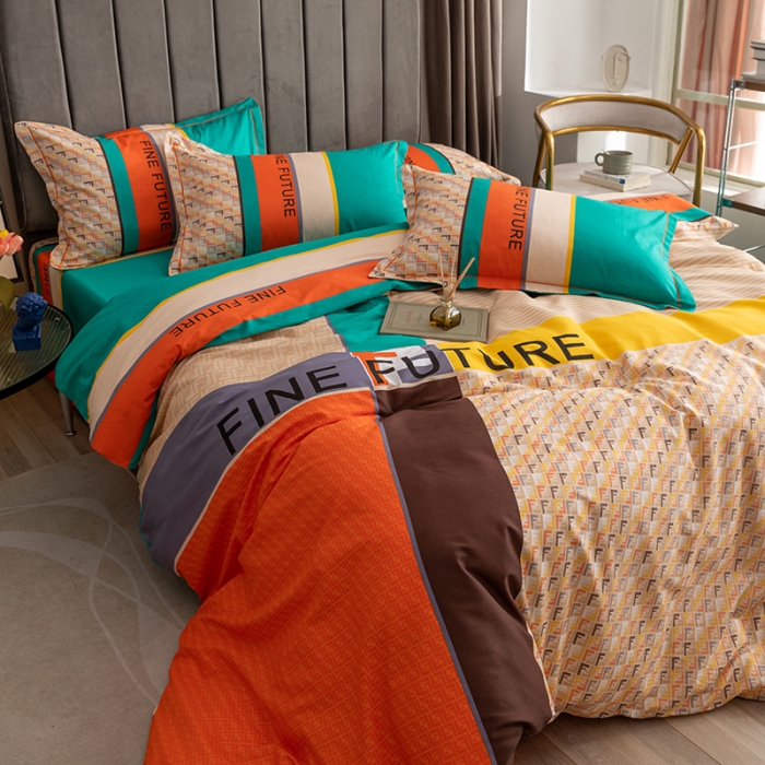 91家纺网 家纺一手货源 找家纺 金爱家 2023新款全棉13372简约条格四件套 格拉