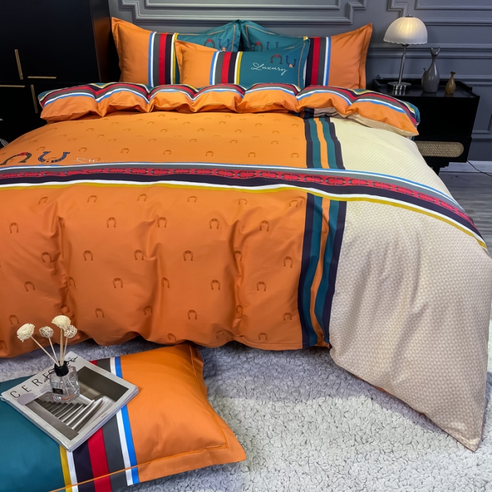 91家纺网 家纺一手货源 找家纺 金爱家 2023新款全棉13372简约条格四件套 凯瑞拉