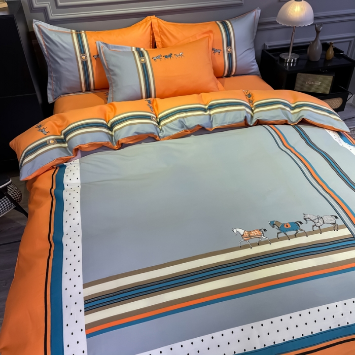 91家纺网 家纺一手货源 找家纺 金爱家 2023新款全棉13372简约条格四件套 拉斐尔