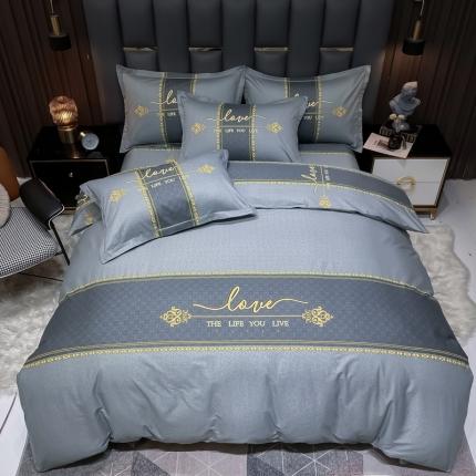 金爱家 2023新款全棉13372简约条格四件套 莉娅