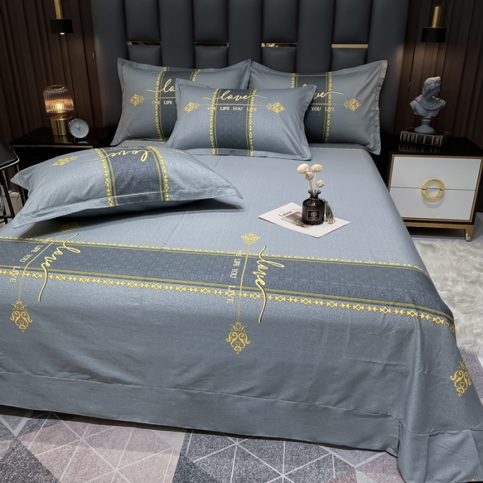 91家纺网 家纺一手货源 找家纺 金爱家 2023新款全棉13372简约条格四件套 莉娅