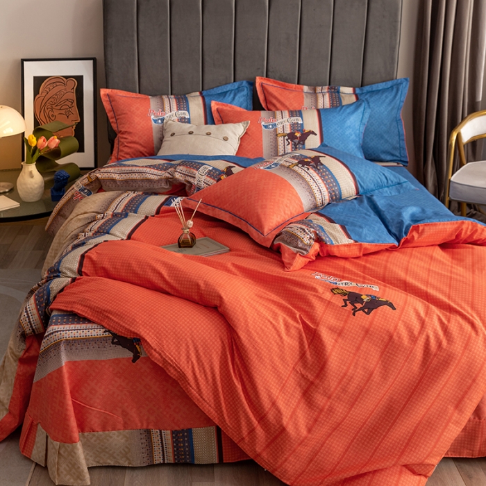 91家纺网 家纺一手货源 找家纺 金爱家 2023新款全棉13372简约条格四件套 欧派