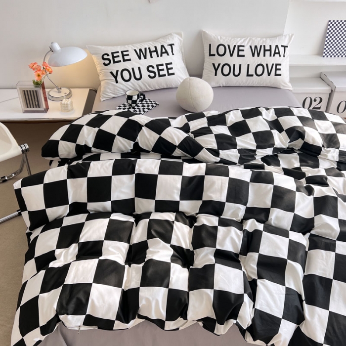 91家纺网 家纺一手货源 找家纺 艾沁 2022新款全棉北欧简约风四件套 独白