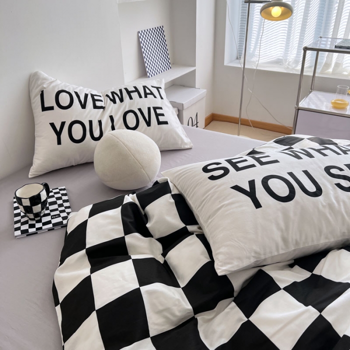 91家纺网 家纺一手货源 找家纺 艾沁 2022新款全棉北欧简约风四件套 独白