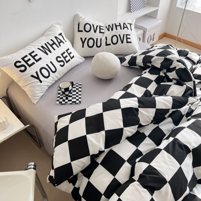 91家纺网 家纺一手货源 找家纺 艾沁 2022新款全棉北欧简约风四件套 独白