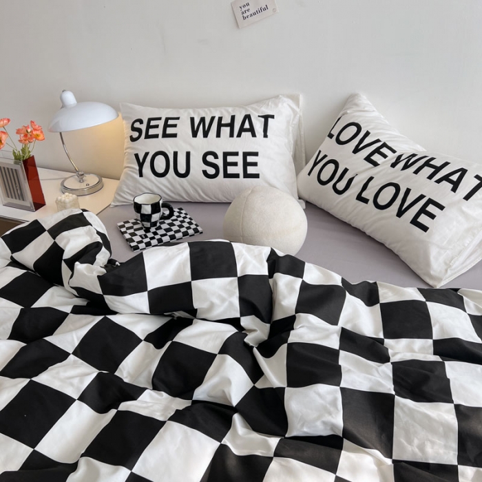 91家纺网 家纺一手货源 找家纺 艾沁 2022新款全棉北欧简约风四件套 独白