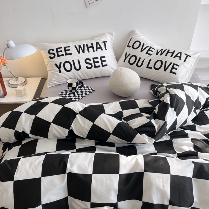 91家纺网 家纺一手货源 找家纺 艾沁 2022新款全棉北欧简约风四件套 独白