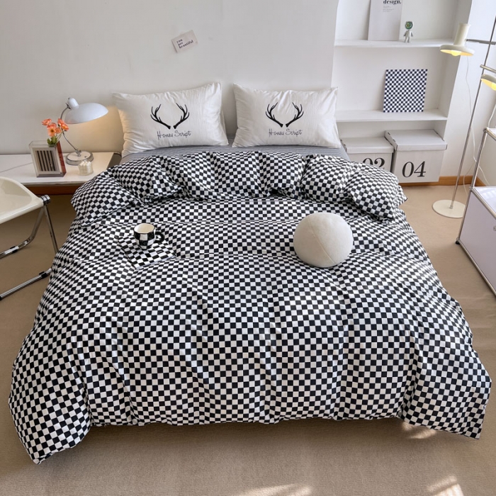 91家纺网 家纺一手货源 找家纺 艾沁 2022新款全棉北欧简约风四件套 见鹿