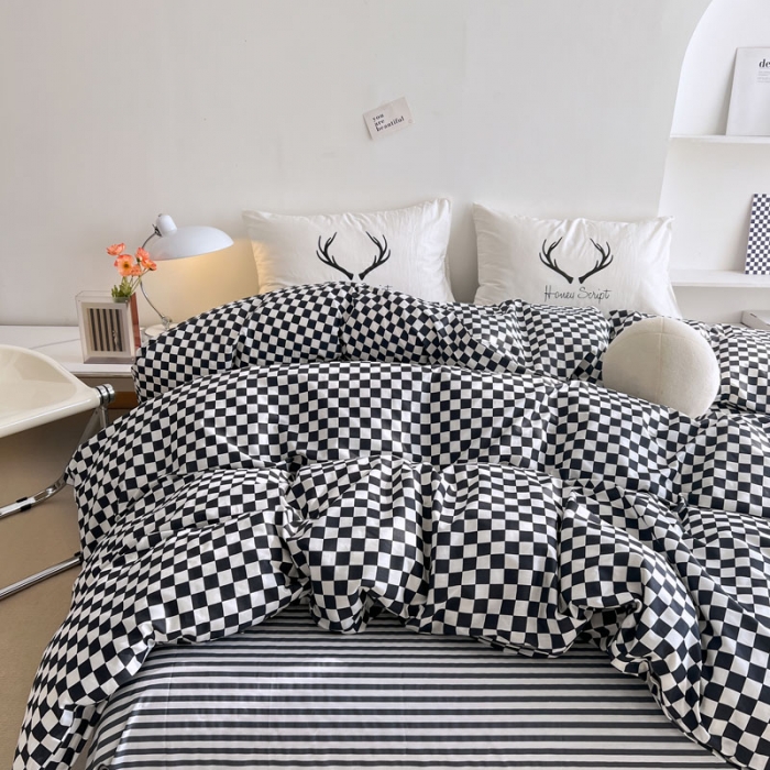 91家纺网 家纺一手货源 找家纺 艾沁 2022新款全棉北欧简约风四件套 见鹿